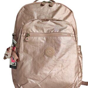 brand new Kipling Extra Large 47cm xl 17" Laptop Seoul Backpack rose gold